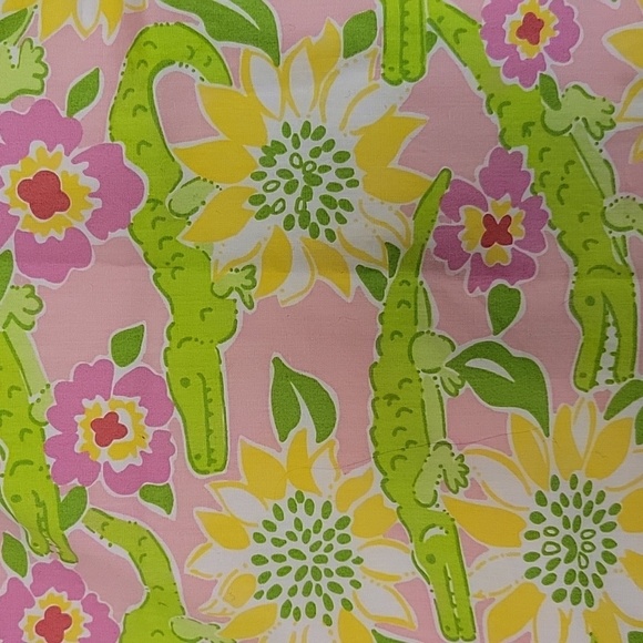 Lilly Pulitzer Vintage Pink Green Cotton Alligator Print Skirt. women's Sz 0 - Picture 3 of 6